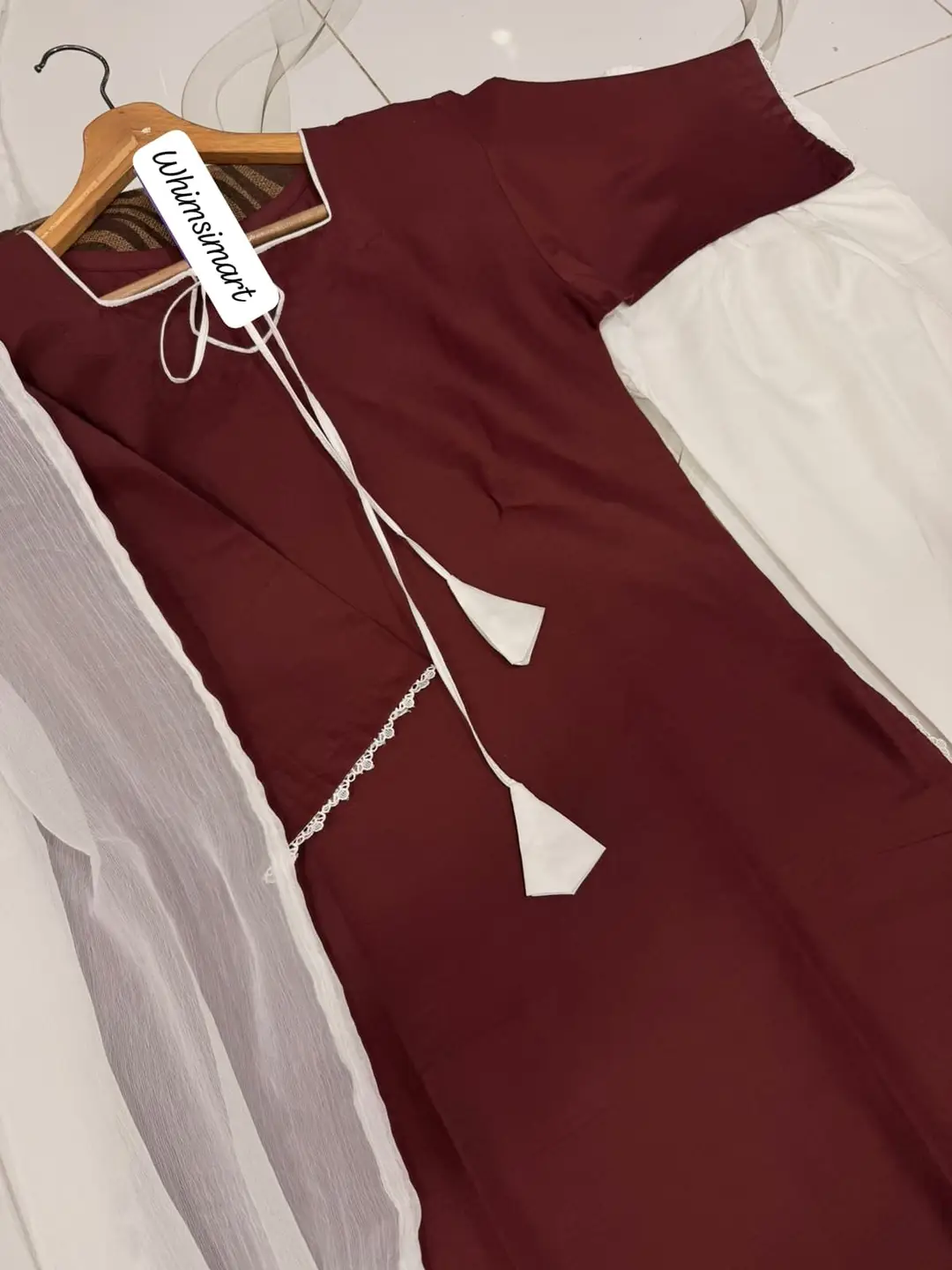 White Farshi Shalwar 3 Piece Stitched Suit for Women | Cotton Shirt with Chiffon Dupatta | Pakistani Traditional Dress