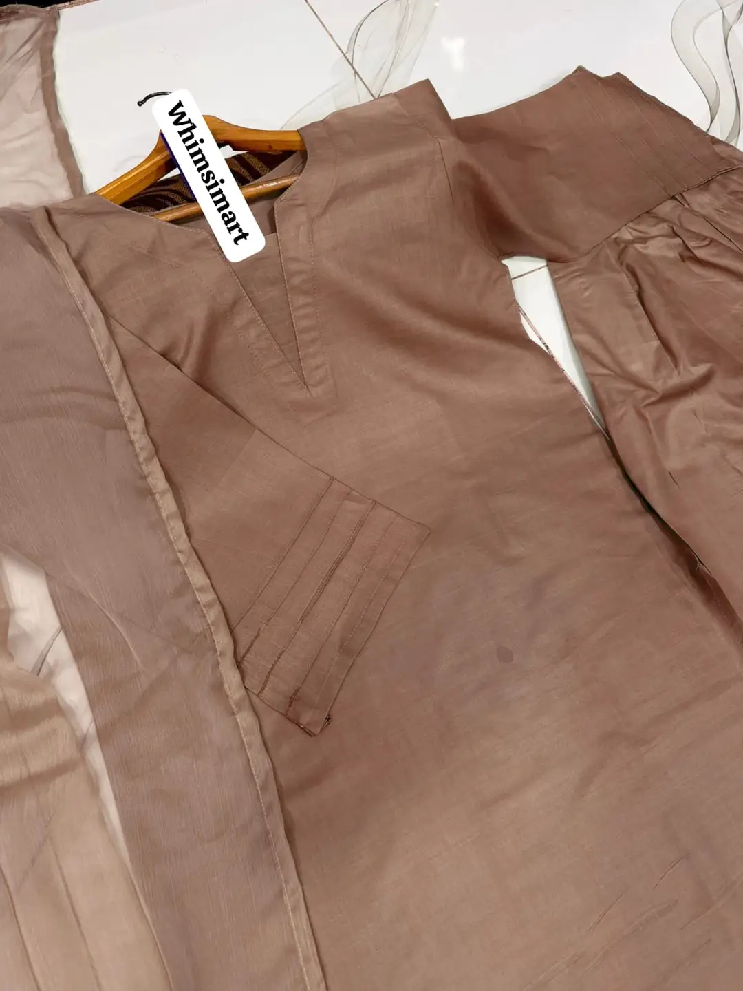 3 Pcs Women's Stitched Cotton Plain Suit