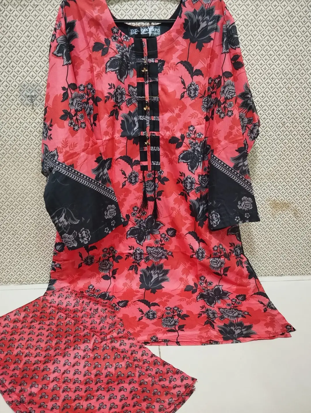 2PC Digital Printed China Silk Stitched Suit for Women – Soft China Silk Shirt & Elastic Trouser | Summer Casual Ready to Wear Dress