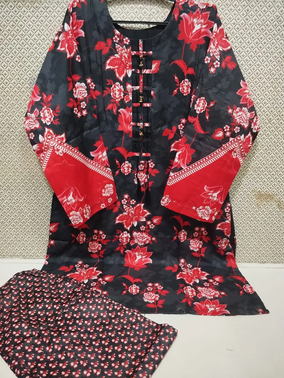 2PC Digital Printed China Silk Stitched Suit for Women – Soft China Silk Shirt & Elastic Trouser | Summer Casual Ready to Wear Dress