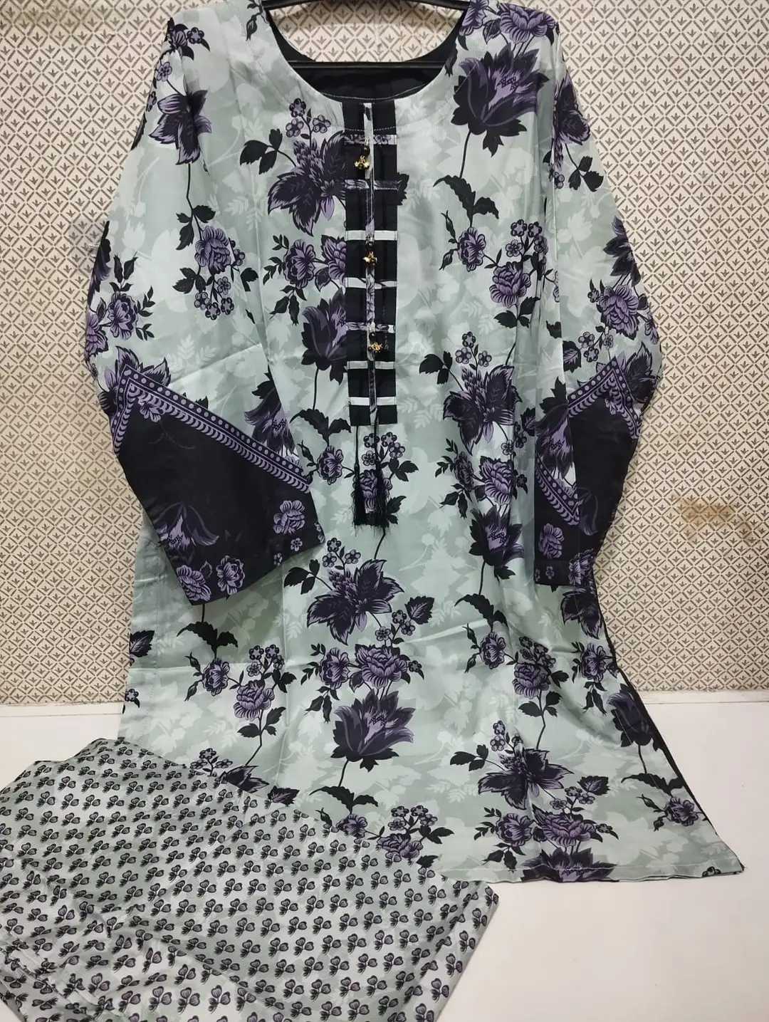 2PC Digital Printed China Silk Stitched Suit for Women – Soft China Silk Shirt & Elastic Trouser | Summer Casual Ready to Wear Dress