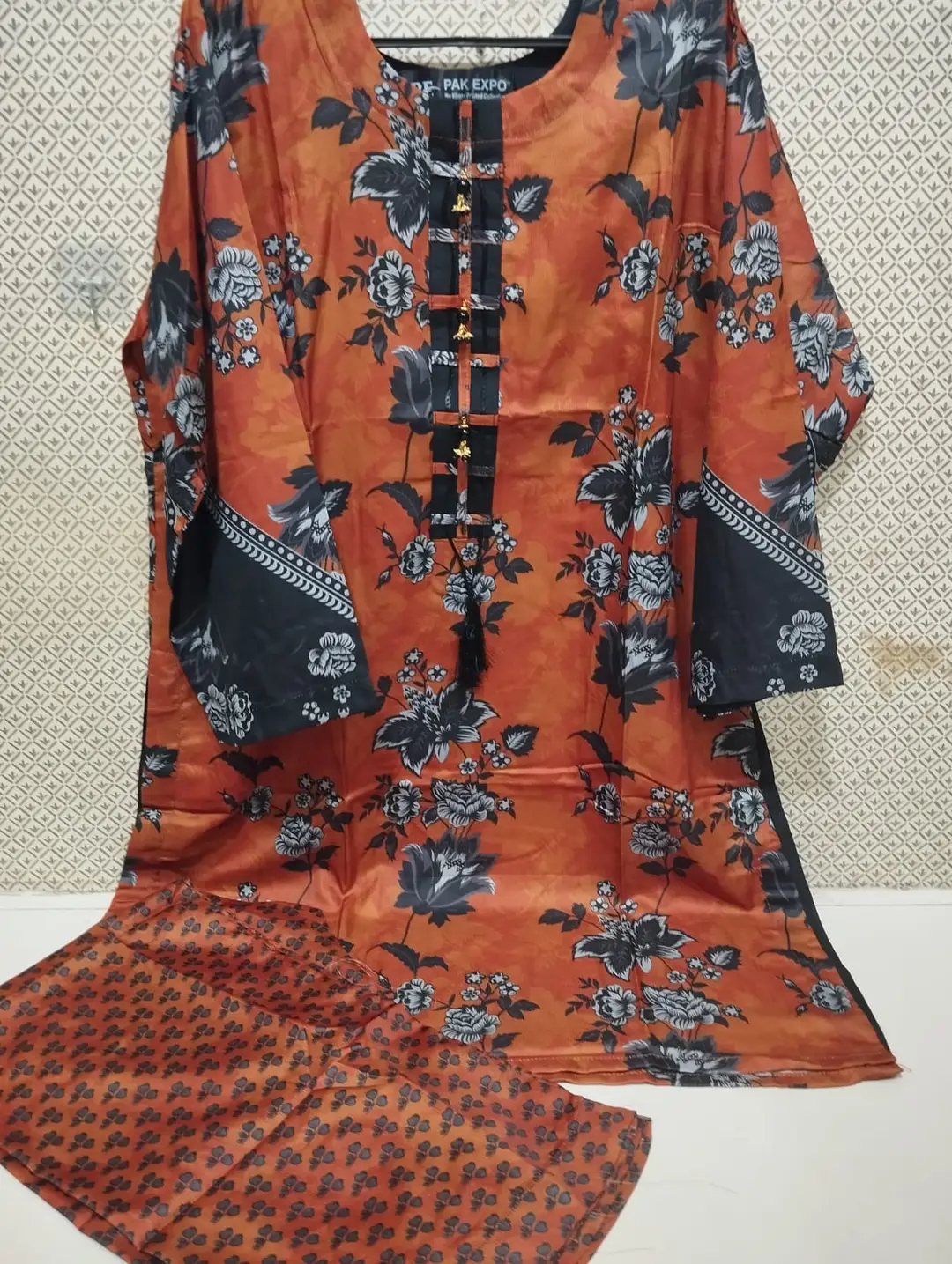 2PC Digital Printed China Silk Stitched Suit for Women – Soft China Silk Shirt & Elastic Trouser | Summer Casual Ready to Wear Dress