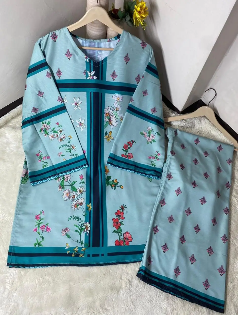 Women's Digital Printed Doria Lawn Cord Set 2PC | Soft Doria Lawn Summer Dress | Casual Printed Co-Ord Set | Stylish Ladies Outfit | Ready to Wear
