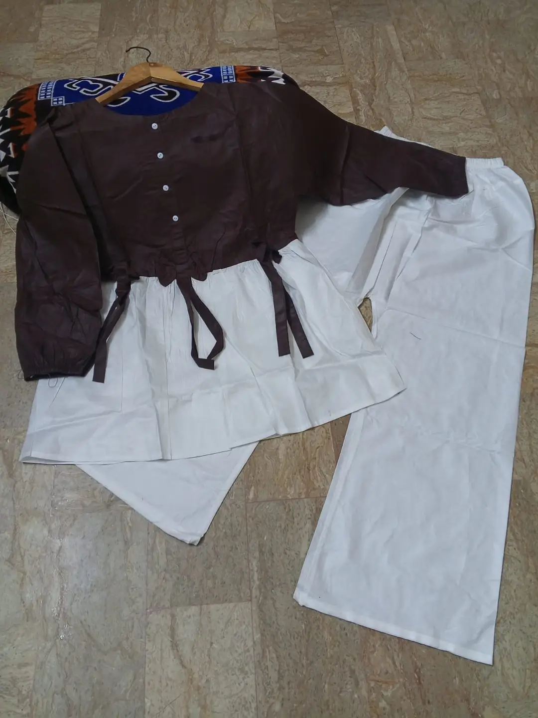 Women Summer Cotton 2 Pcs Frock Shirt & Flapper Set – Front Bow Airline Style Short Frock, Casual Co-Ord Outfit for Women