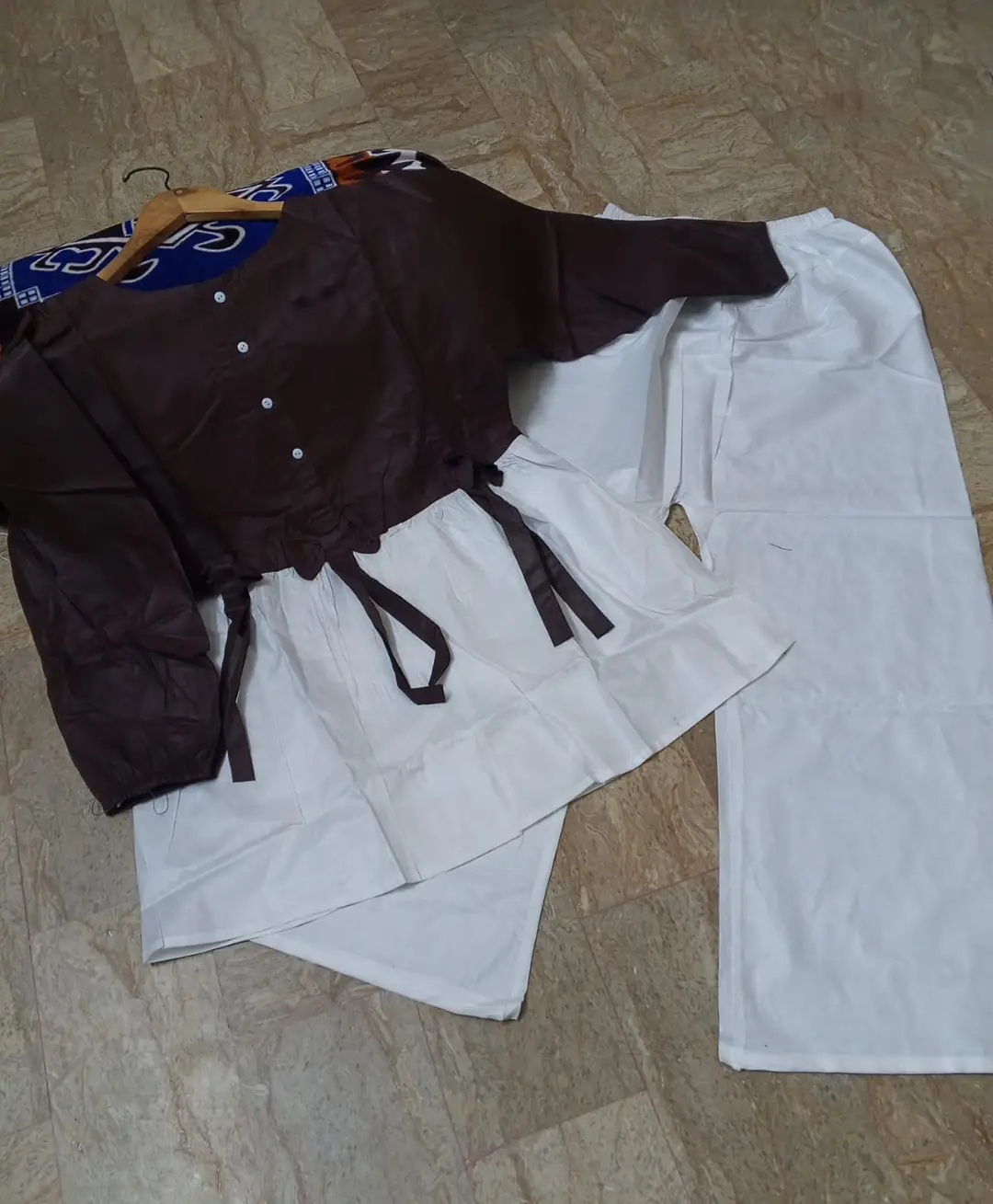 Women Summer Cotton 2 Pcs Frock Shirt & Flapper Set – Front Bow Airline Style Short Frock, Casual Co-Ord Outfit for Women