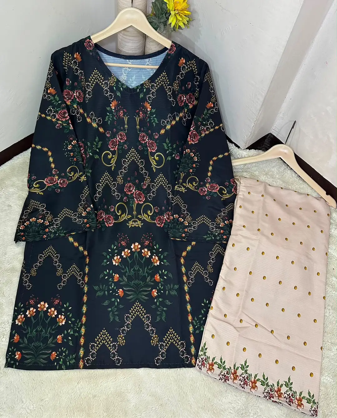 2 Pcs Women's Stitched Lawn Printed Shirt And Trouser