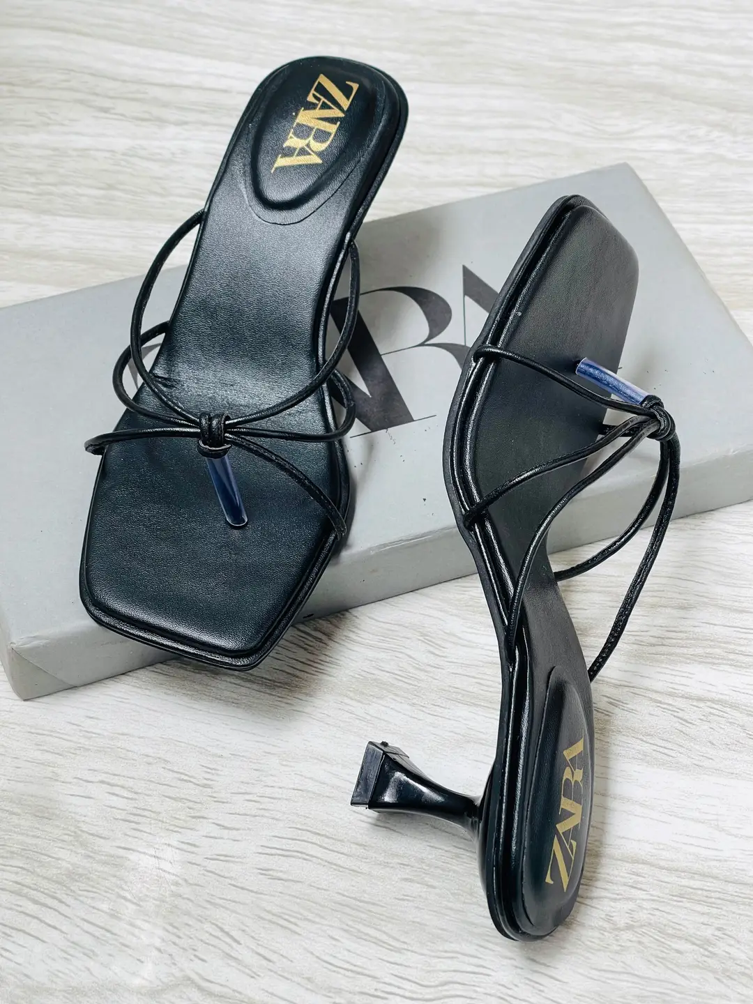 ZARA Knots Heels for Women – Square Toe Slip-On Kitten Heel Sandals | Stylish Party, Casual & Formal Ladies Heels with Brand Box