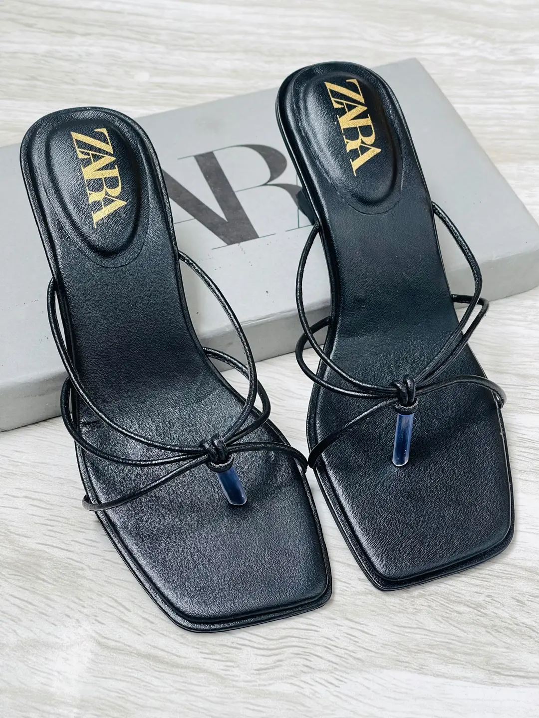 ZARA Knots Heels for Women – Square Toe Slip-On Kitten Heel Sandals | Stylish Party, Casual & Formal Ladies Heels with Brand Box