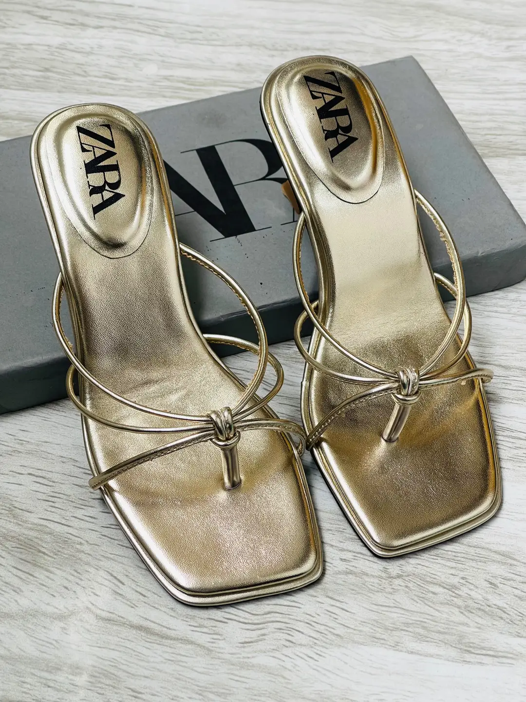 ZARA Knots Heels for Women – Square Toe Slip-On Kitten Heel Sandals | Stylish Party, Casual & Formal Ladies Heels with Brand Box