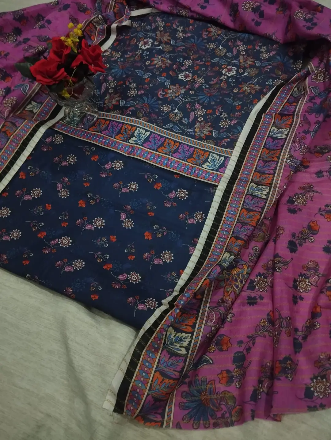 3 Piece Lawn Suit for Women | Unstitched 90/70 Lawn Suit | Lawn Shirt Trouser Dupatta | Ladies Summer Dress
