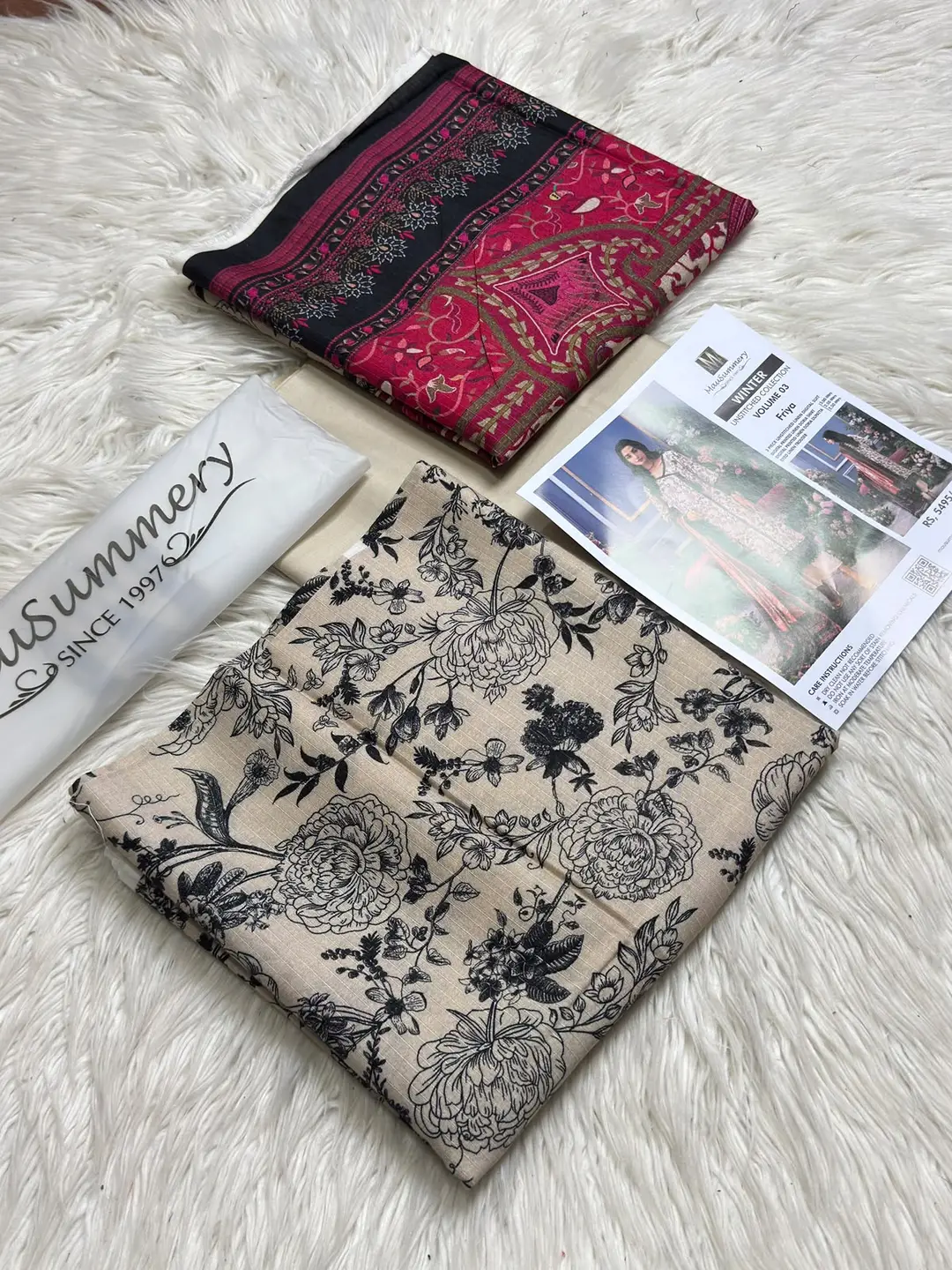 Mausammry Linen 2026 Collection 3PC | Printed Linen Shirt with Linen Dupatta & Dyed Trouser | Guaranteed Fabric