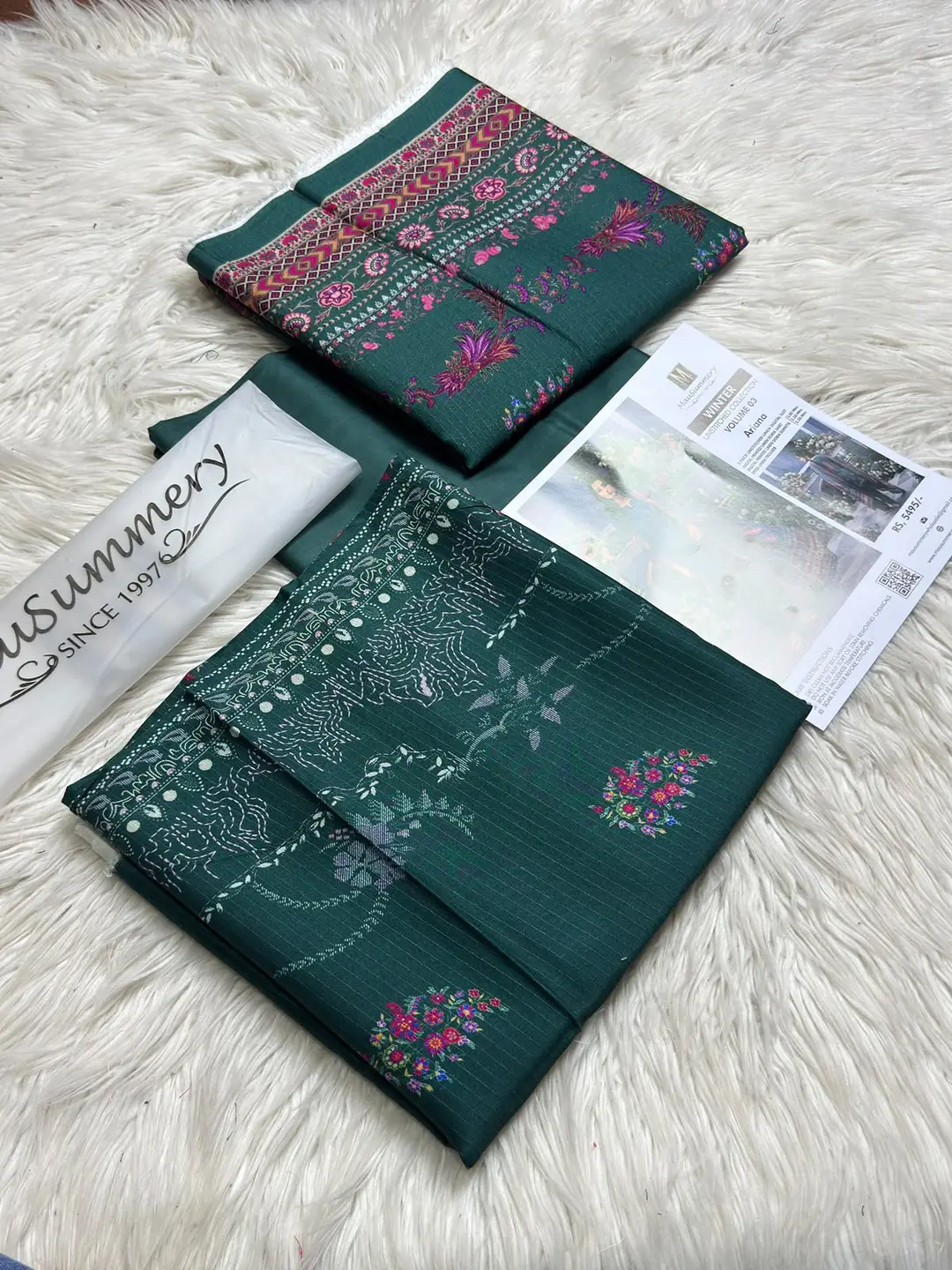 Mausammry Original Linen 2026 3 Piece Dress | Printed Shirt, Printed Dupatta & Dyed Linen Trouser