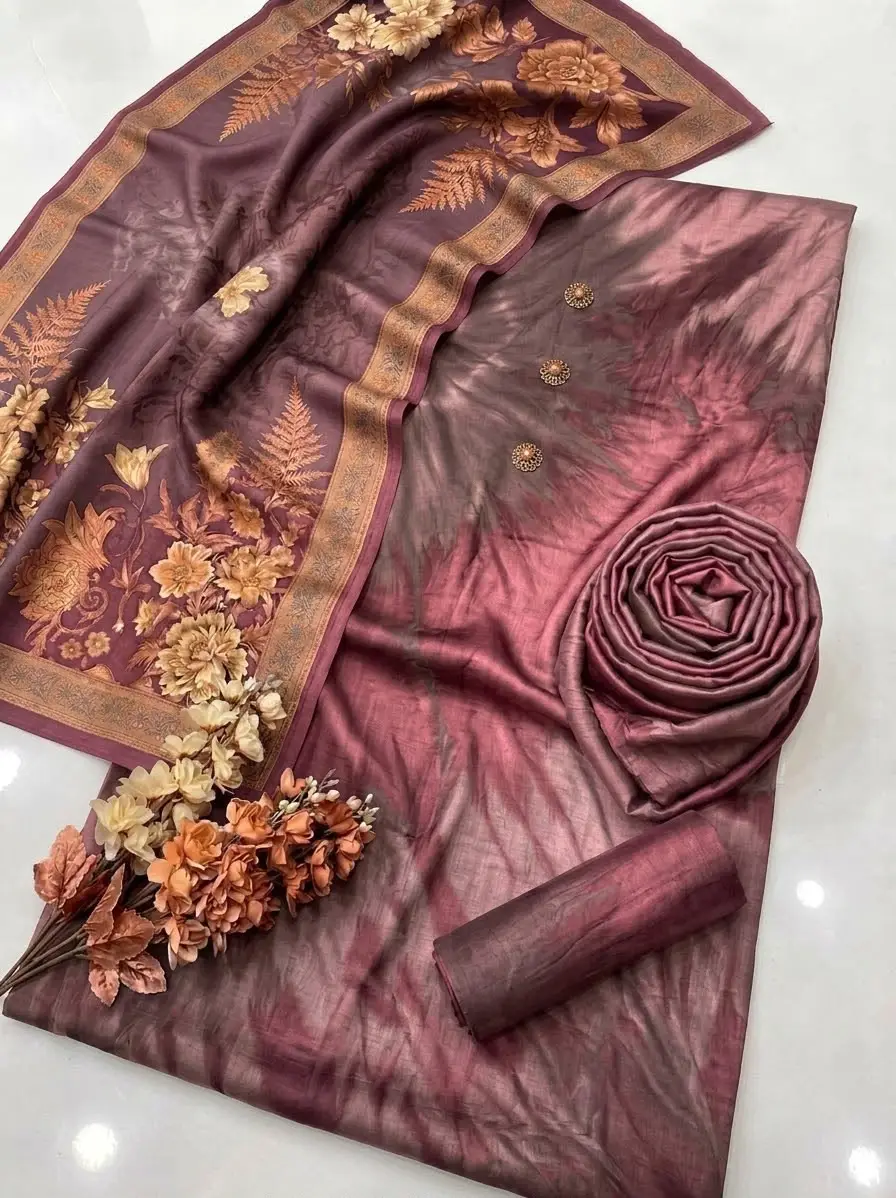 3 Pcs Women's Unstitched Digital Print Suit