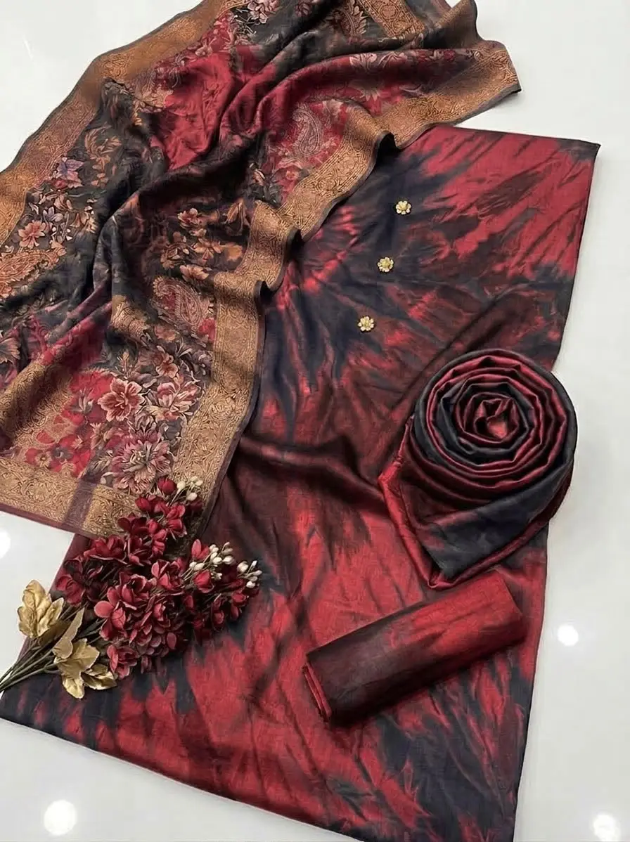 3 Pcs Women's Unstitched Digital Print Suit