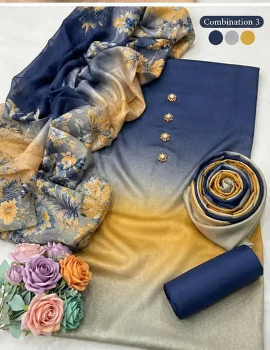 3 Pcs Women's Unstitched Printed Suit