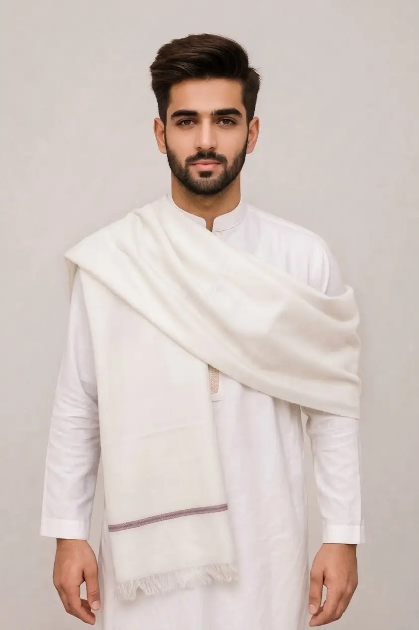 Men's Winter Wool Pashmina Shawl 2.5 Yards | Warm & Soft Traditional Winter Shawl for Men