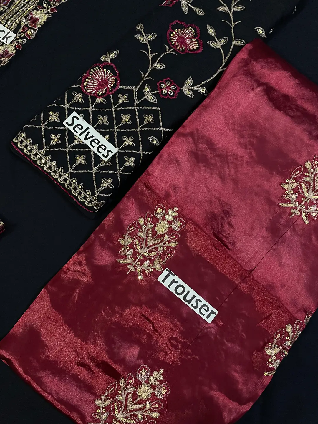 Luxury Chiffon Embroidered 3 Piece Unstitched Suit for Women | Heavy Embroidery & Adda Work | Ready to Wear Embroidered Dupatta | Embroidered Silk Trouser