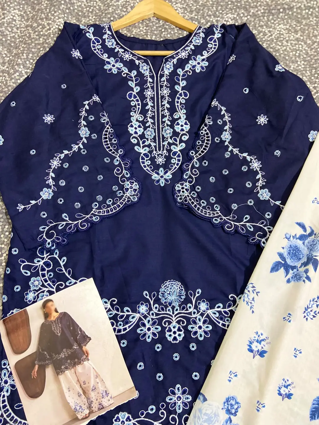 2 Pcs Women’s Stitched Cotton Chikankari Embroidered Suit