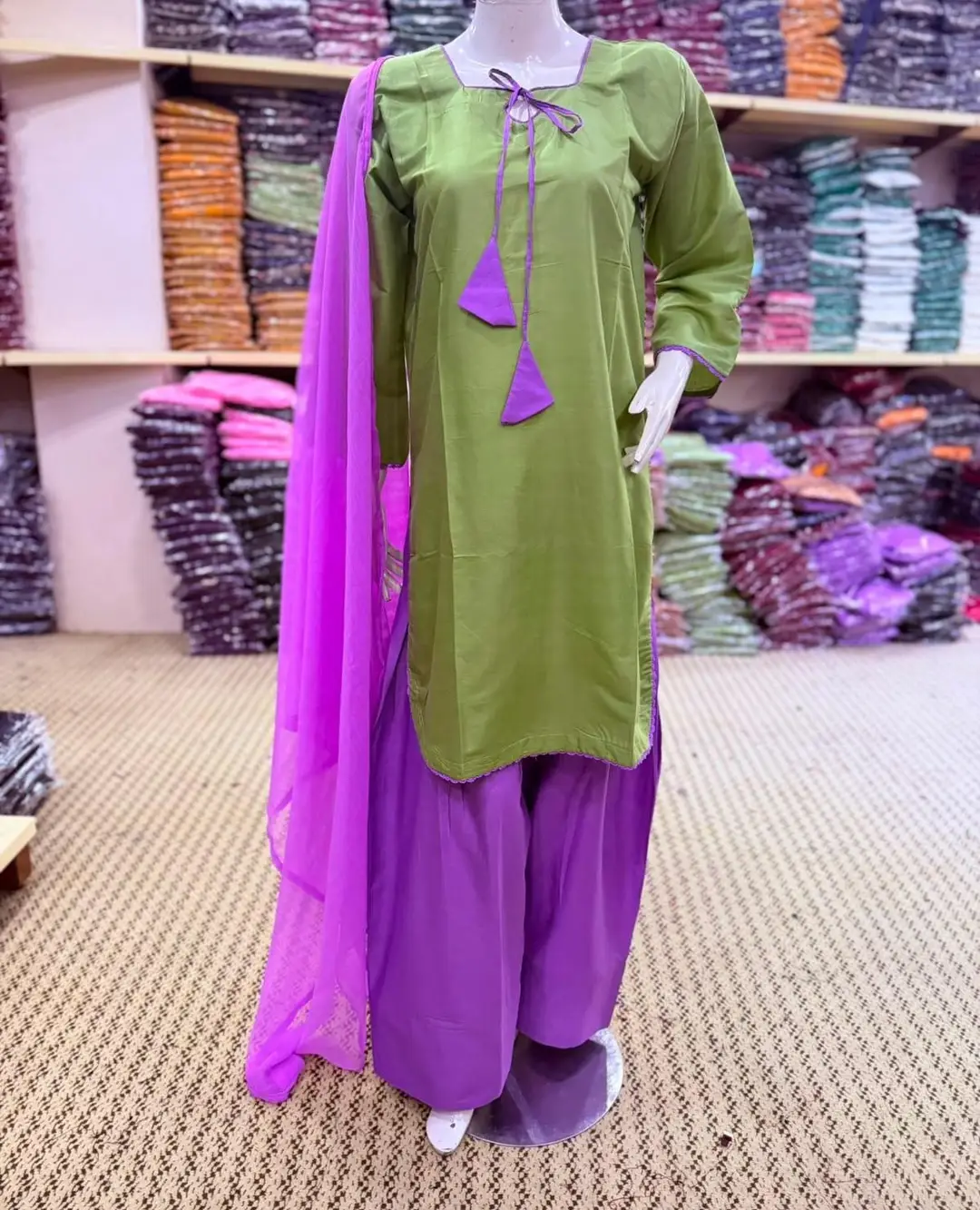3 Pcs Women’s Stitched Cotton Plain Suit