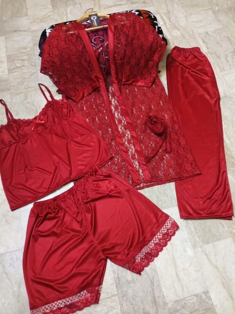Silk Plain Comfortable And Lightweight Nightwear Set