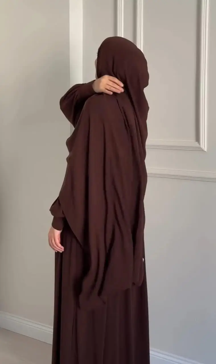 Chocolaty Elegant Abaya with Stole – Wool Peach