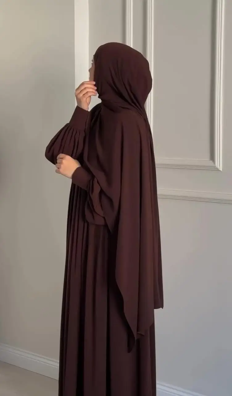 Chocolaty Elegant Abaya with Stole – Wool Peach