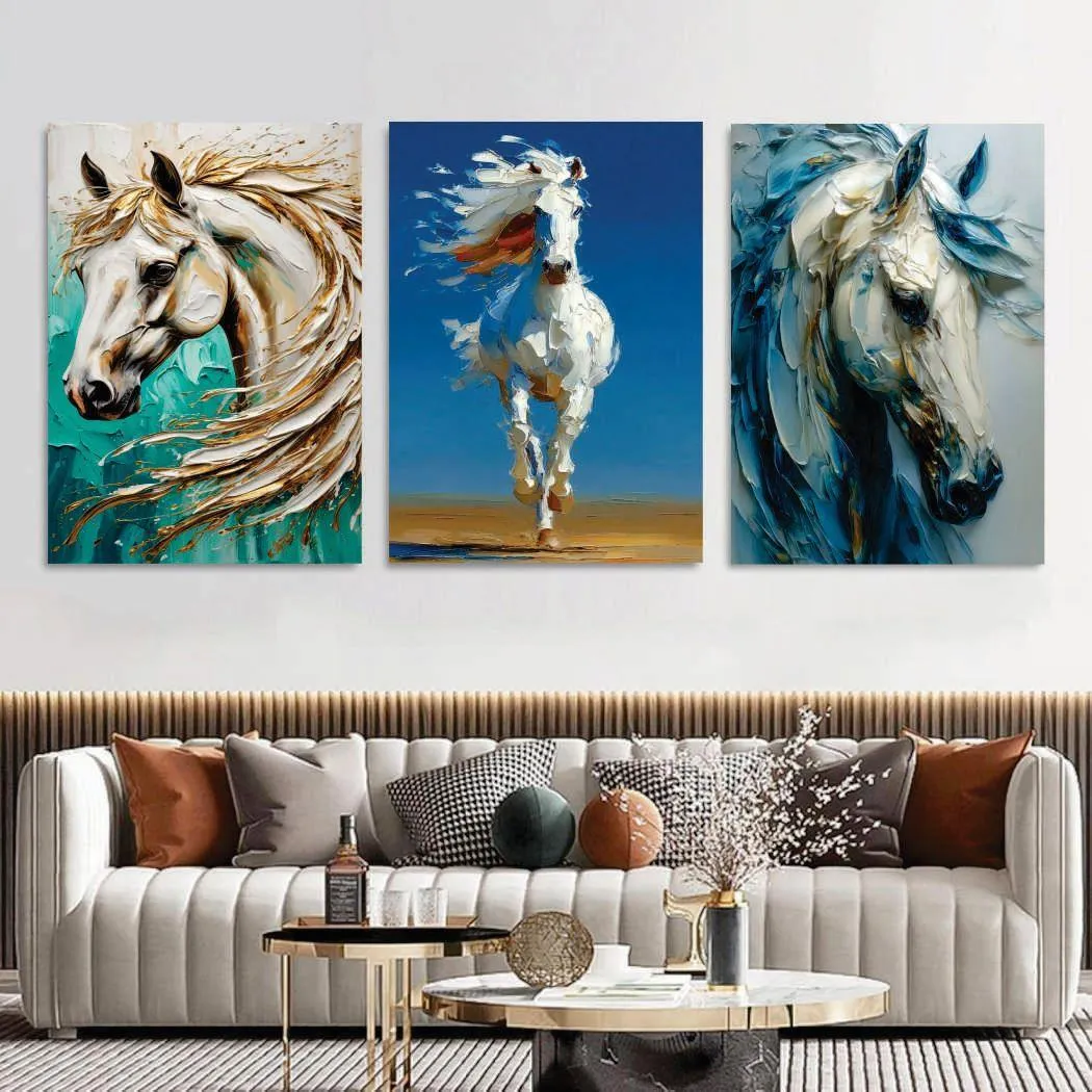 8x11 Inch Horse Painting Photo Tiles Set of 3