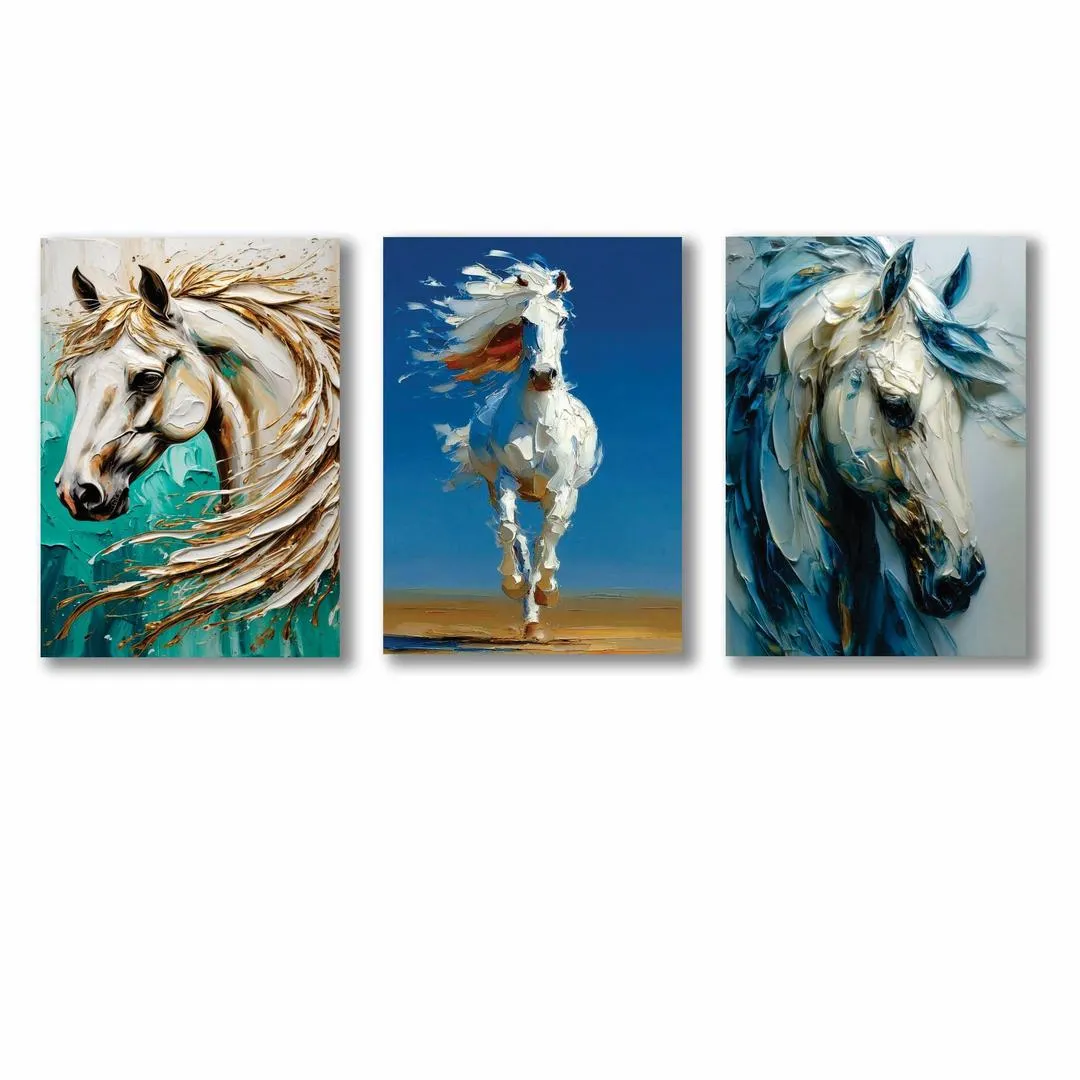 8x11 Inch Horse Painting Photo Tiles Set of 3