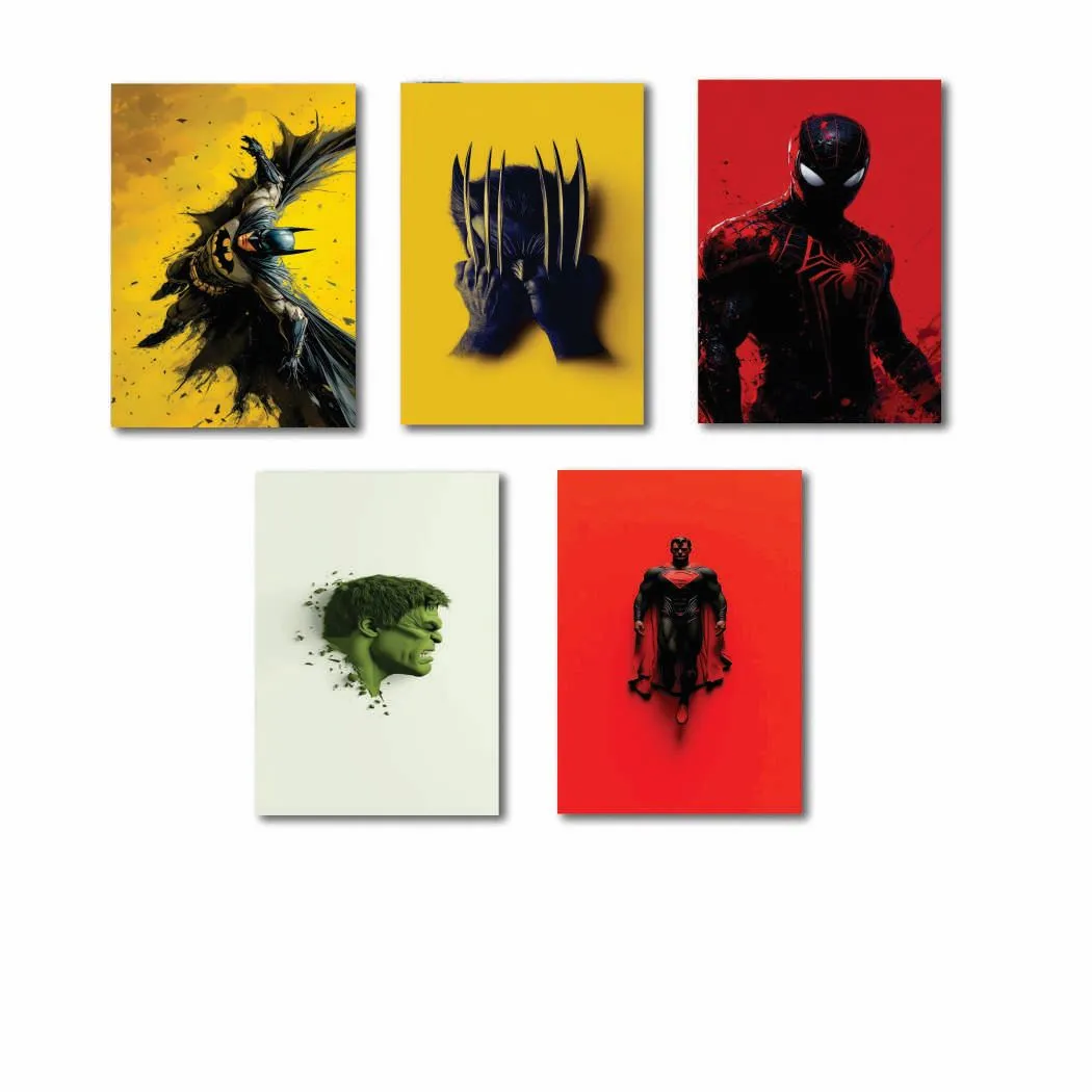 Avengers Wall Art Set 5 Pcs 8x11 MDF Multicolor