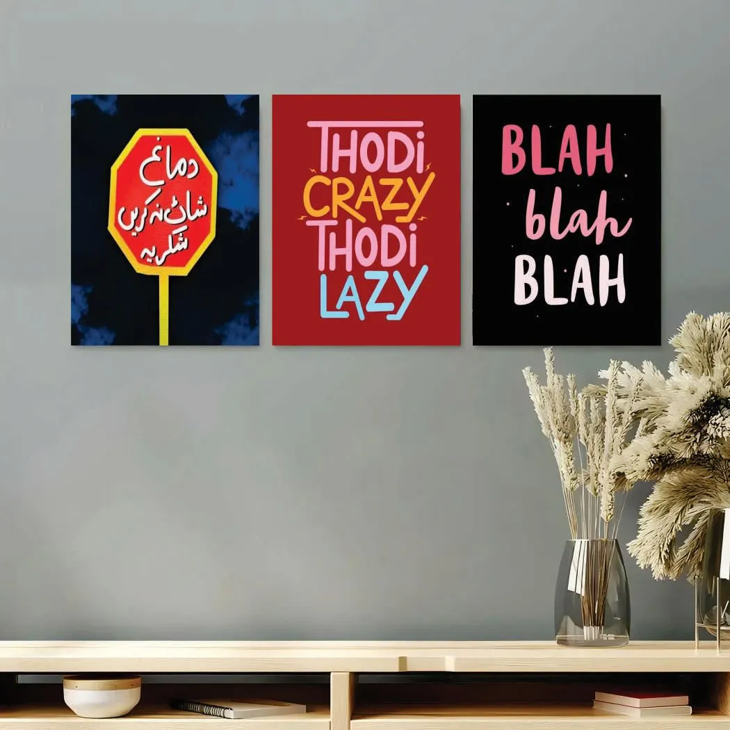 Alphabets Wall Art Set 3Pcs 8x11 MDF Multicolor