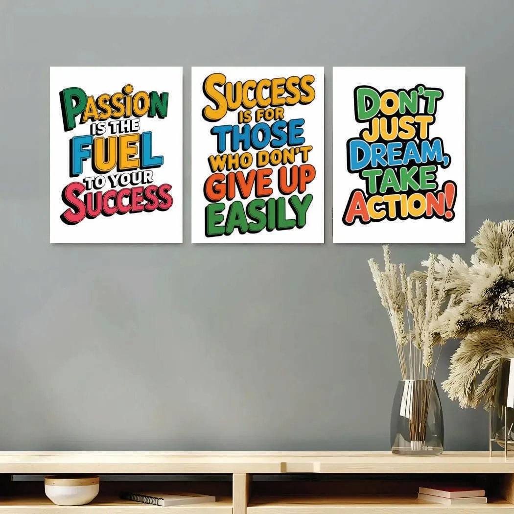 3 Pcs Multicolor Alphabets Wall Art 8x11 Inch