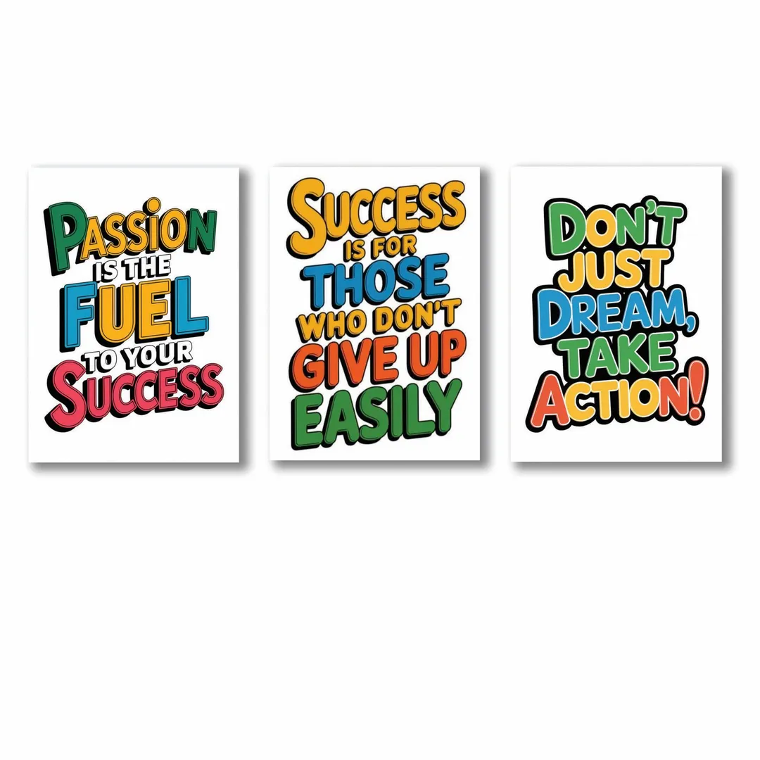 3 Pcs Multicolor Alphabets Wall Art 8x11 Inch