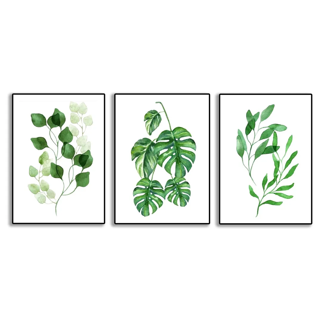 3 Pcs Leaf Shaped Wall Art Set 8x11 Multicolor