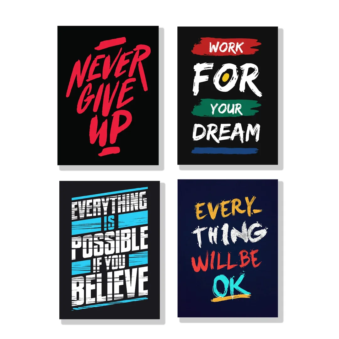 4 Pcs Multicolor Alphabets Wall Art 8x11 Inch