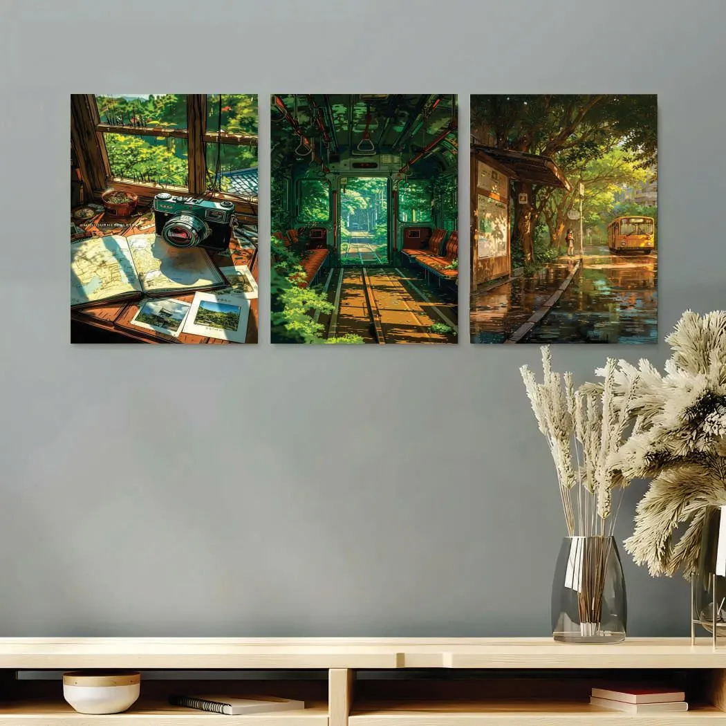 3 Piece Wooden Wall Art Set Multicolor 8x11 Inch
