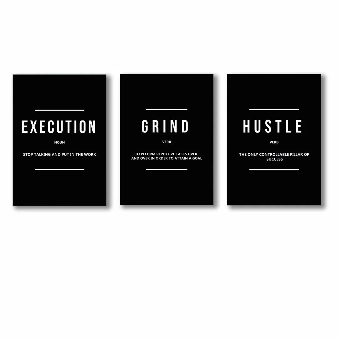 3 Piece Execution Hustle Wall Art Set 8x11 MDF