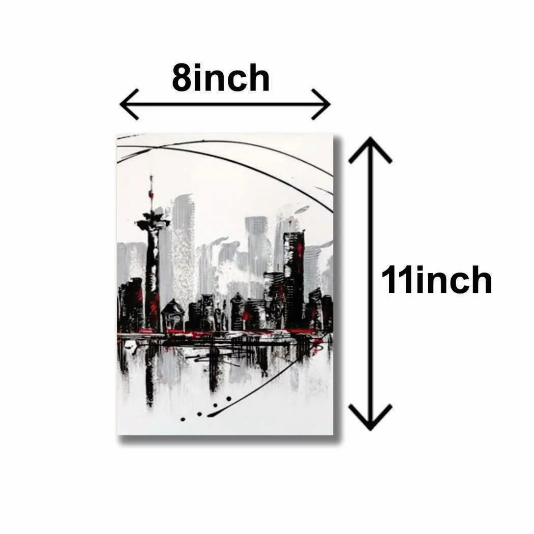 Abstract Cityscape Wall Art 3Pcs 8x11 MDF Multicolor
