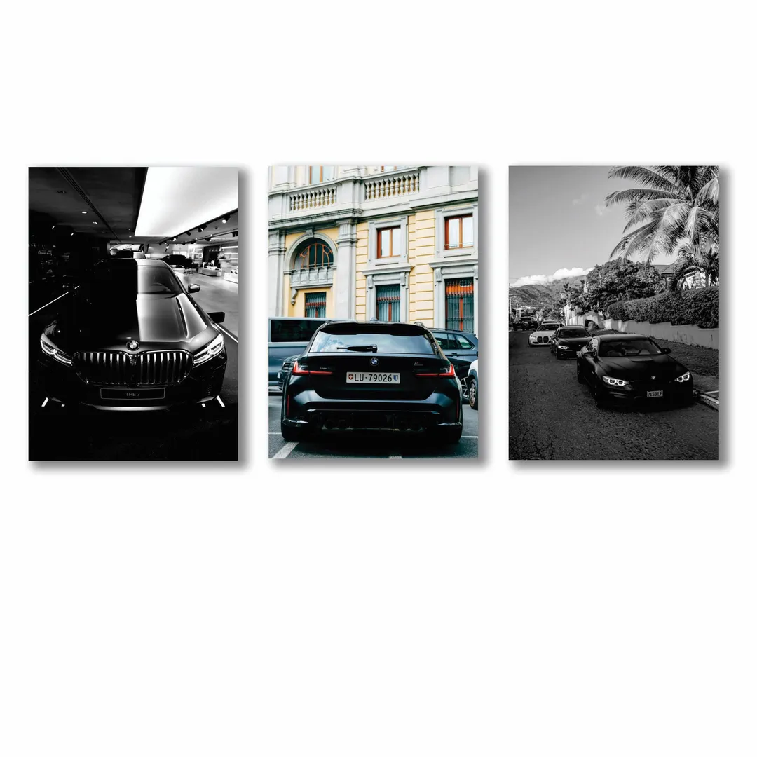 3 Pcs Cars Wall Art Set 8x11 MDF Multicolor