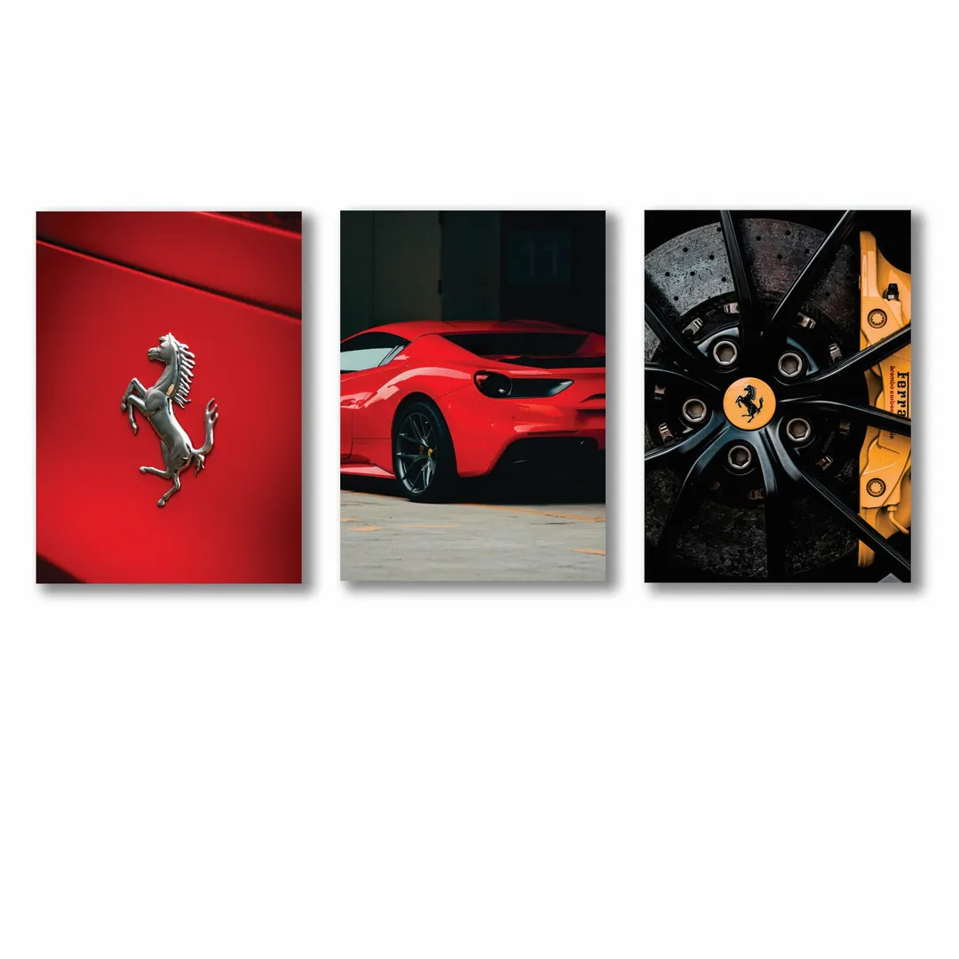 3 Pcs Ferrari & McLaren Wall Art Set 8x11 Inch