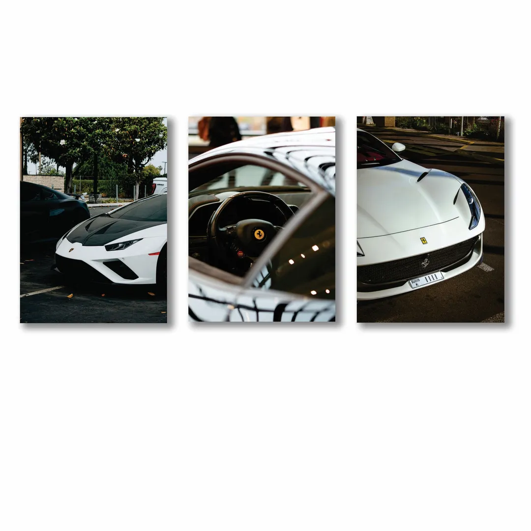 3 Pcs Cars Wall Art Set 8x11 MDF Multicolor