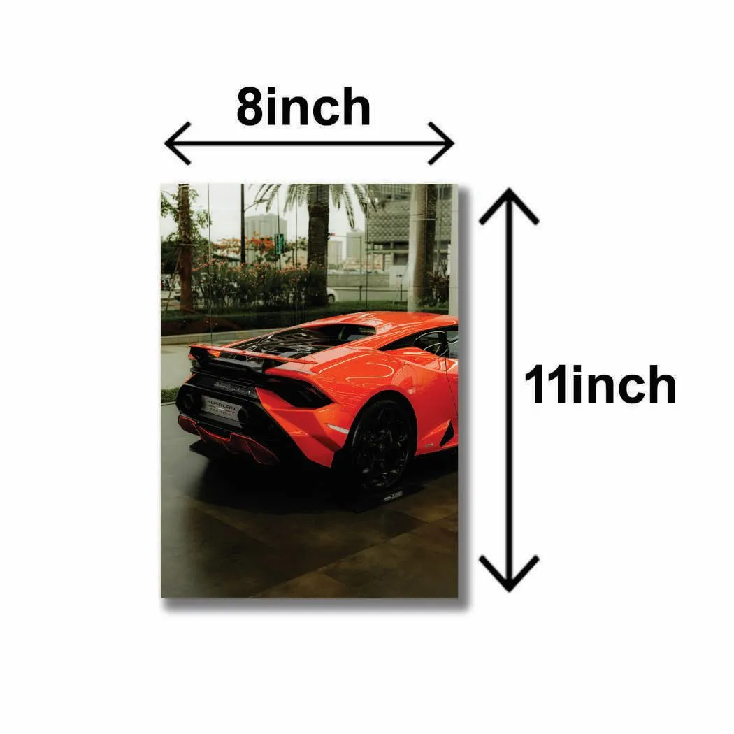3 Pcs Orange Car Wall Art Set 8x11 MDF
