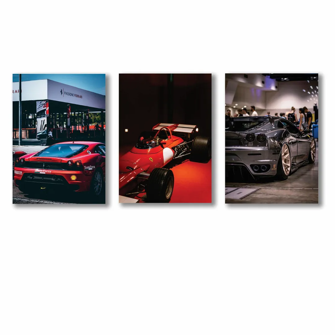 3 Pcs Cars Wall Art Set 8x11 MDF Multicolor