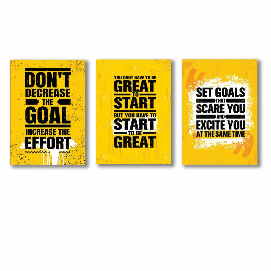 3 Pcs Motivational Wall Art Set 8x11 Multicolor
