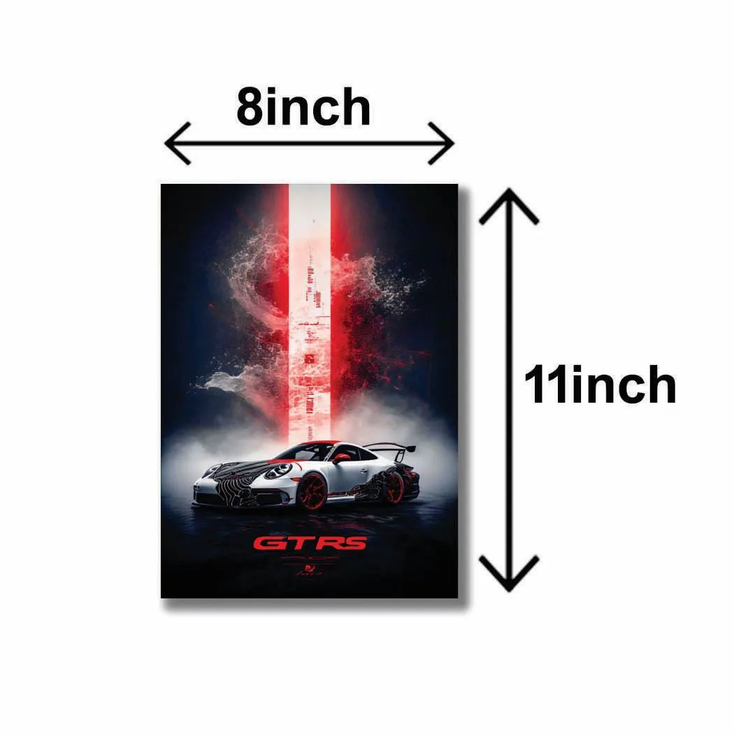 3 Pcs Car Design Wall Art Paintings 8x11 MDF Multicolor