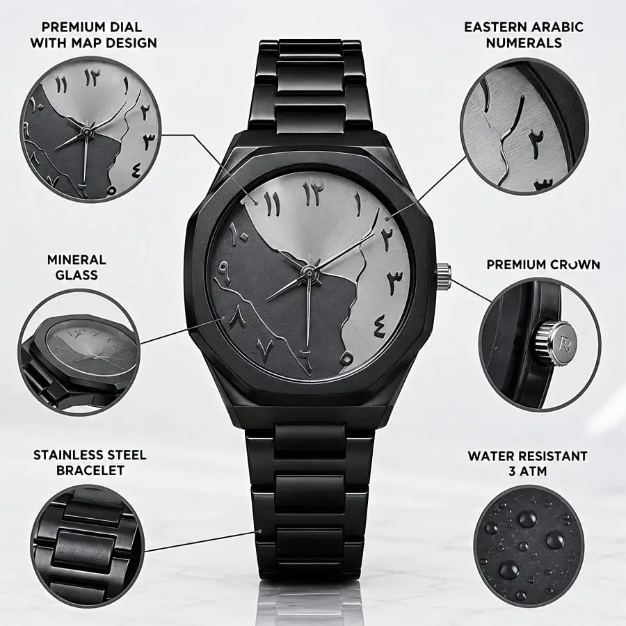 Black Aura Men's Imported Quality Watch Chain Strap