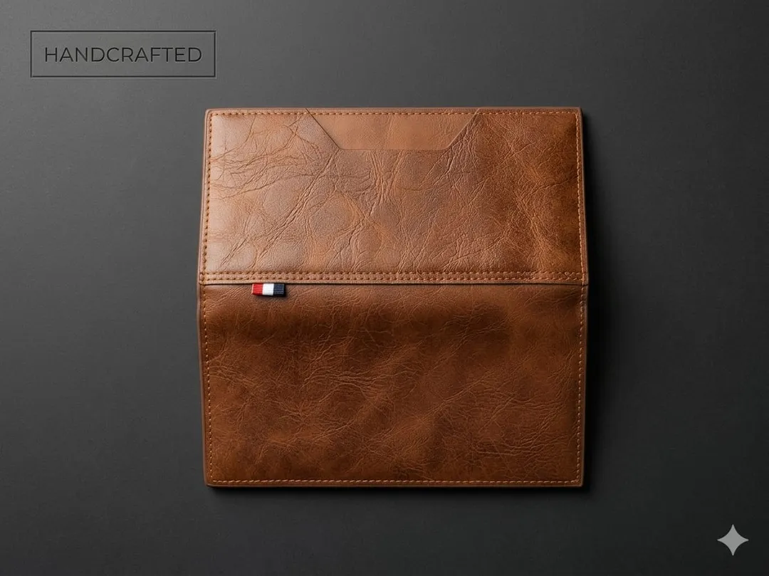 Vintage Grain Leather Long Travel Wallet Signature Tan
