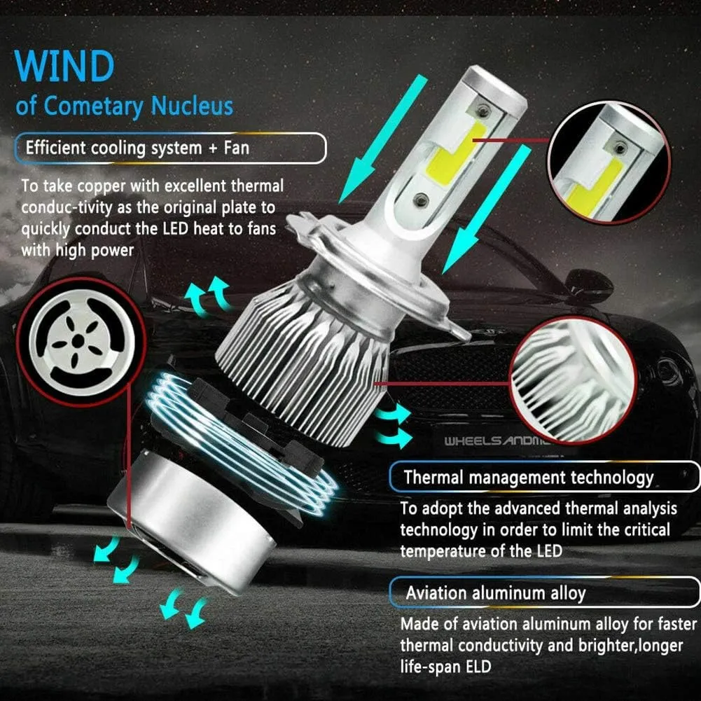 2pcs New C6 H4 LED Headlight Bulbs White Medium