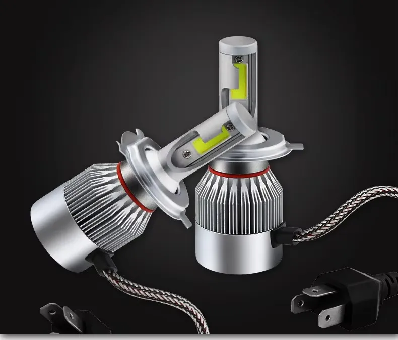 2pcs New C6 H4 LED Headlight Bulbs White Medium