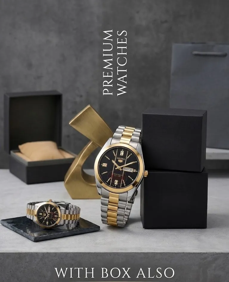 Men's Luxury Gold Black Dial Watch 37mm Stainless Steel