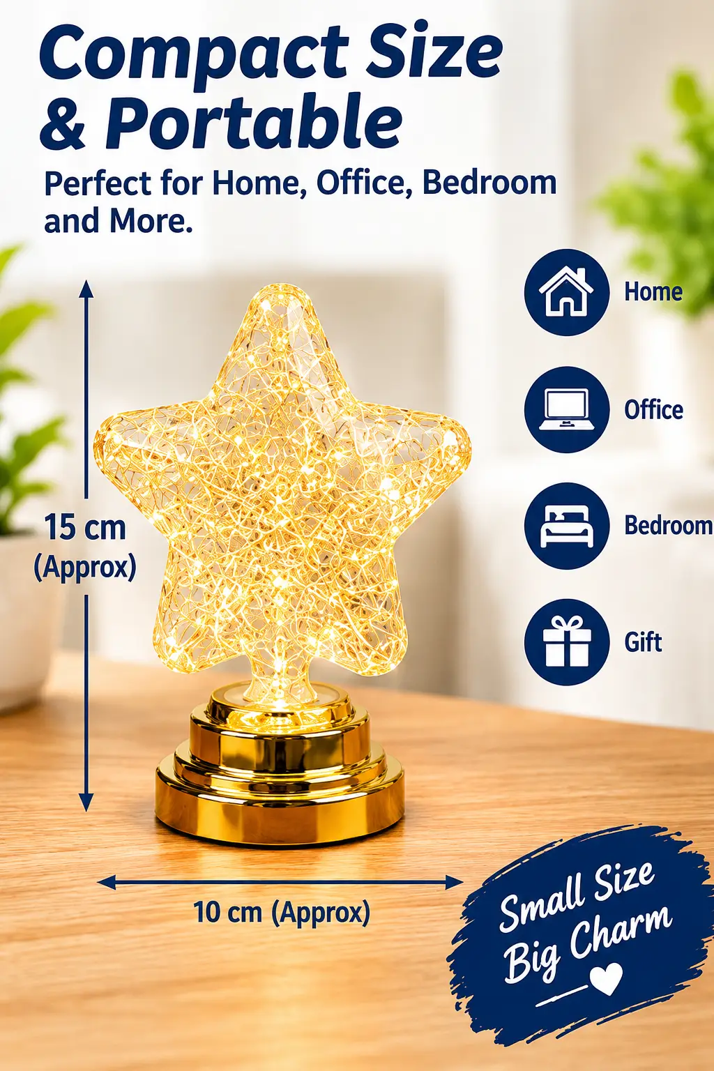 Luxury LED Moon Lamp Star Light – Elegant Decorative Night Lamp for Bedroom, Living Room & Gift Giving